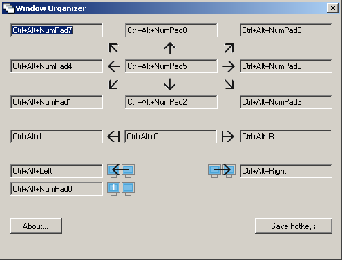 The settings window to specify all shortcuts.